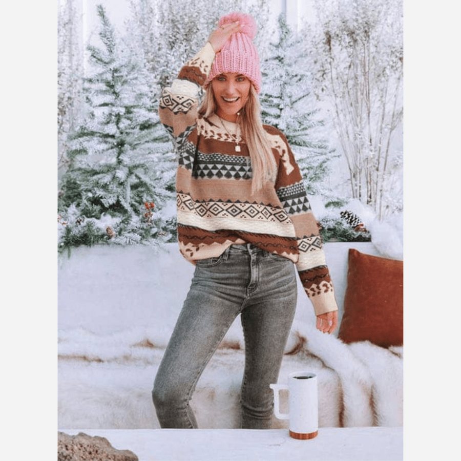 Krohn-e | Boheme Gemusteter Strickpullover Weiche Strickqualität Winterkomfort