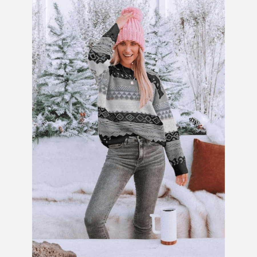 Krohn-e | Boheme Gemusteter Strickpullover Weiche Strickqualität Winterkomfort