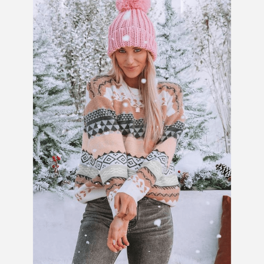 Krohn-e | Boheme Gemusteter Strickpullover Weiche Strickqualität Winterkomfort