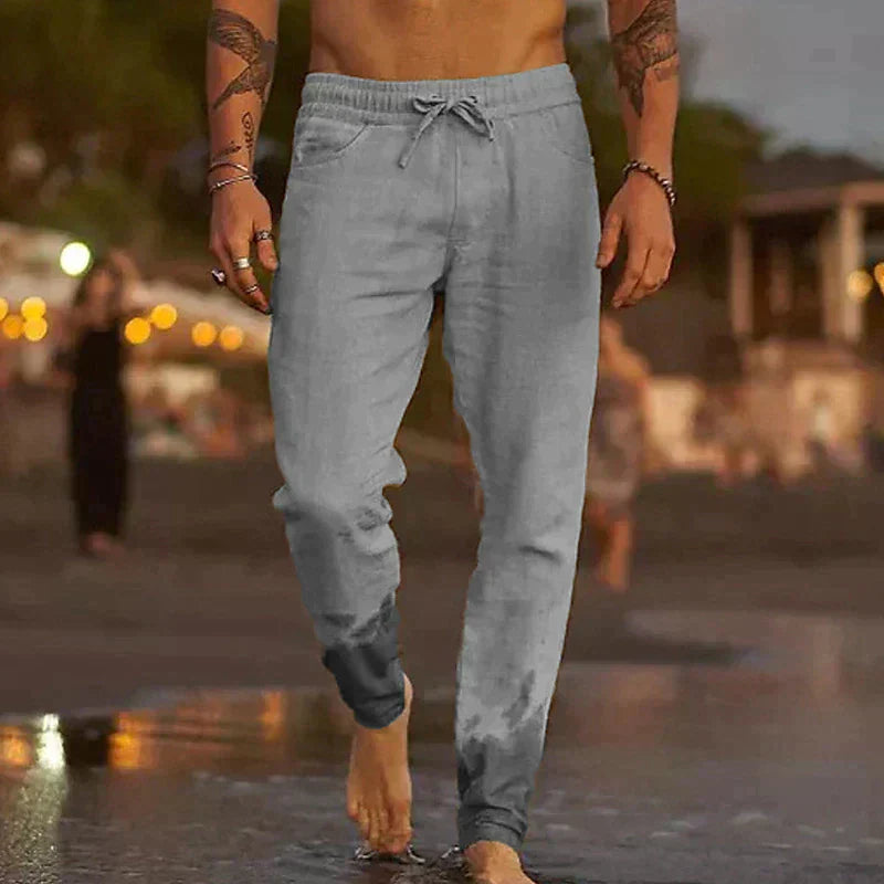 Herren Leinenhose mit lockerem Schnitt und Kordelzug