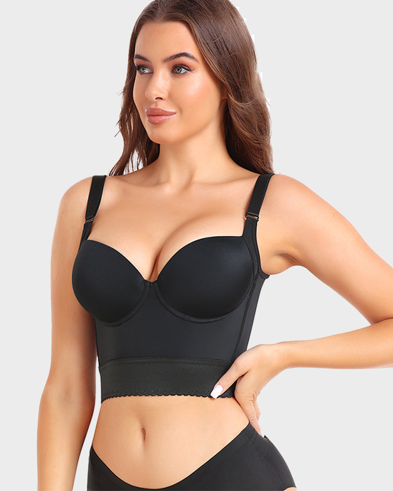 KROHN-E Damen Longline Push-Up BH Shapewear Verstellbare Träger