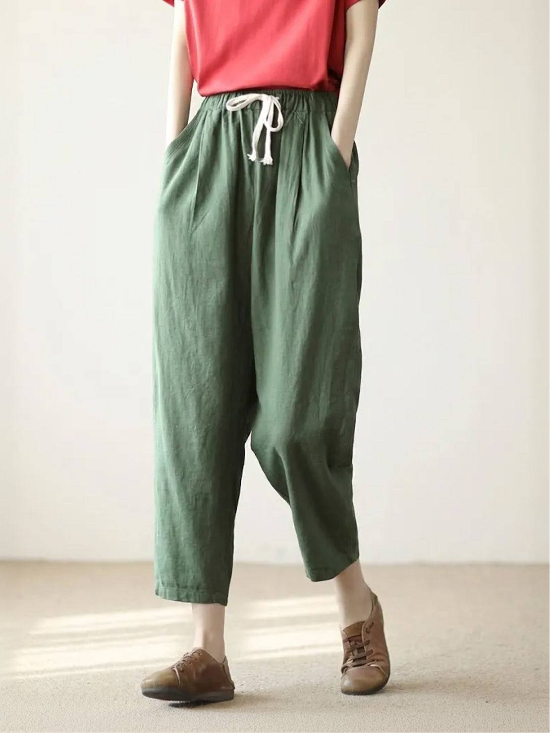 Nava | Damen hose Straight Leg Kordelzug Knöchellang