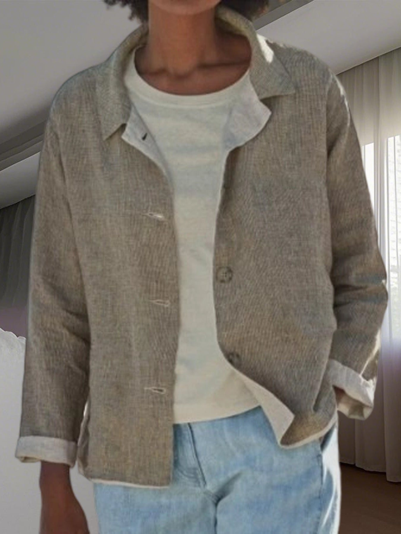 Britta | Damen Übergangsjacke mit Kragen Knopfleiste