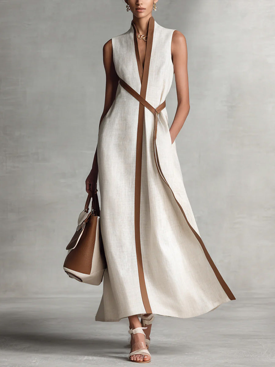 Brunhild | Damen Ärmelloses Wickelkleid Midi