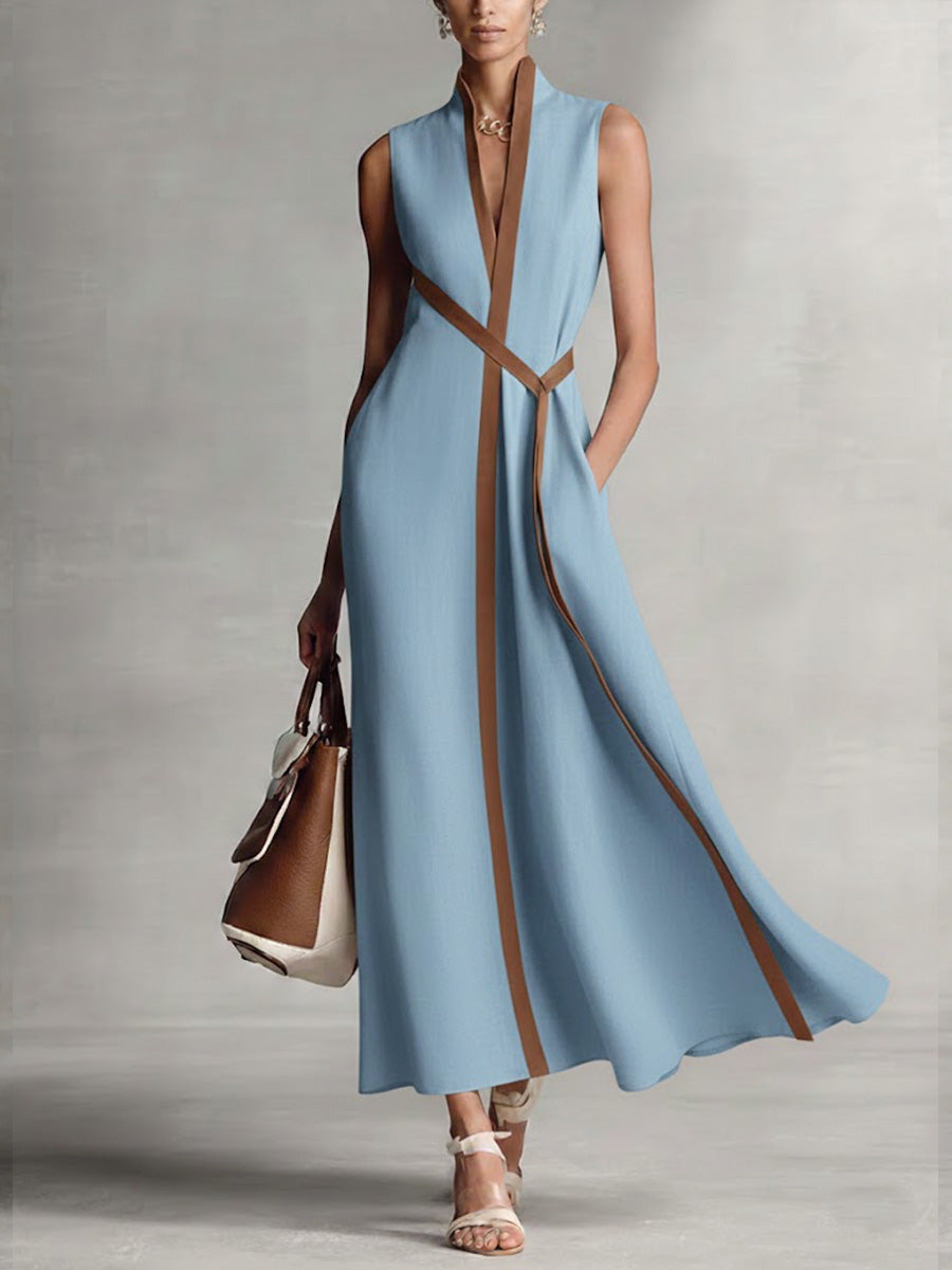 Brunhild | Damen Ärmelloses Wickelkleid Midi