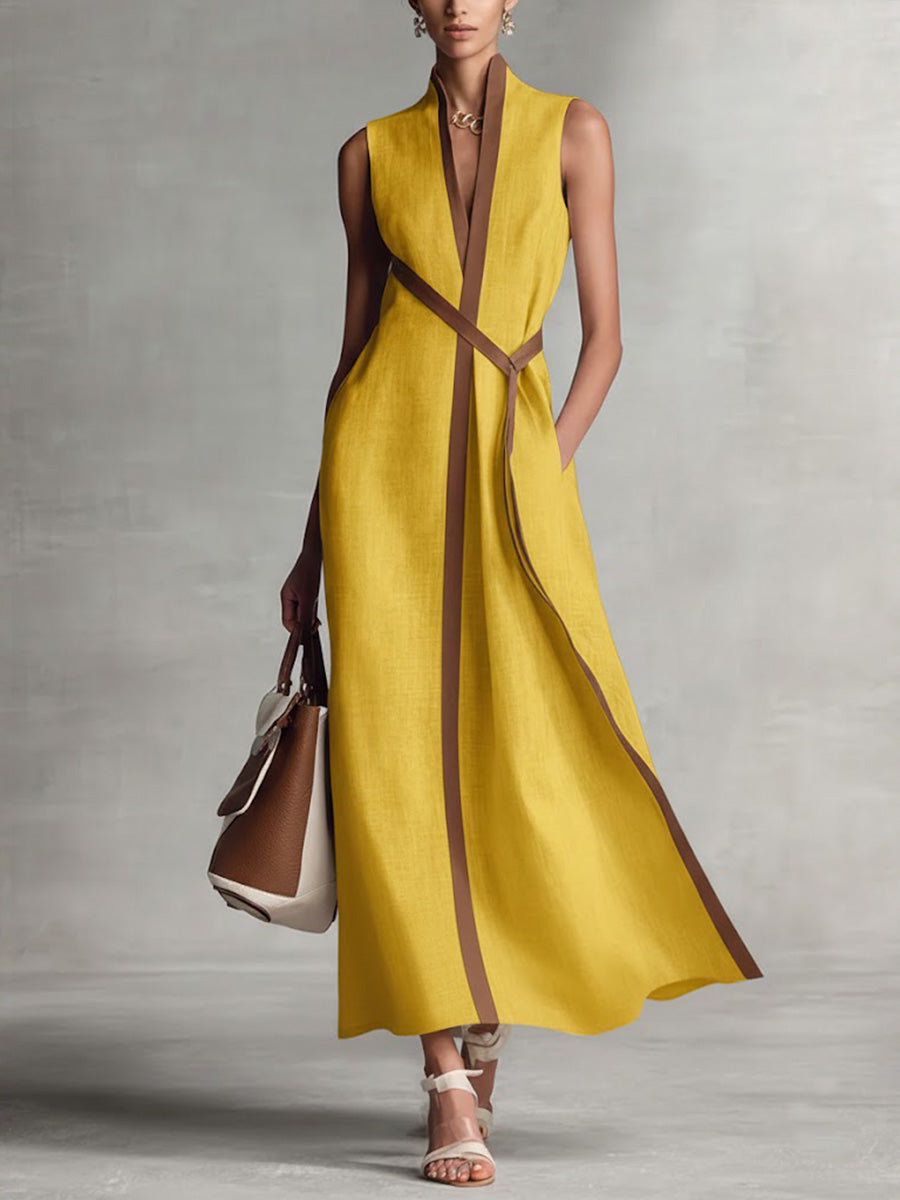 Brunhild | Damen Ärmelloses Wickelkleid Midi