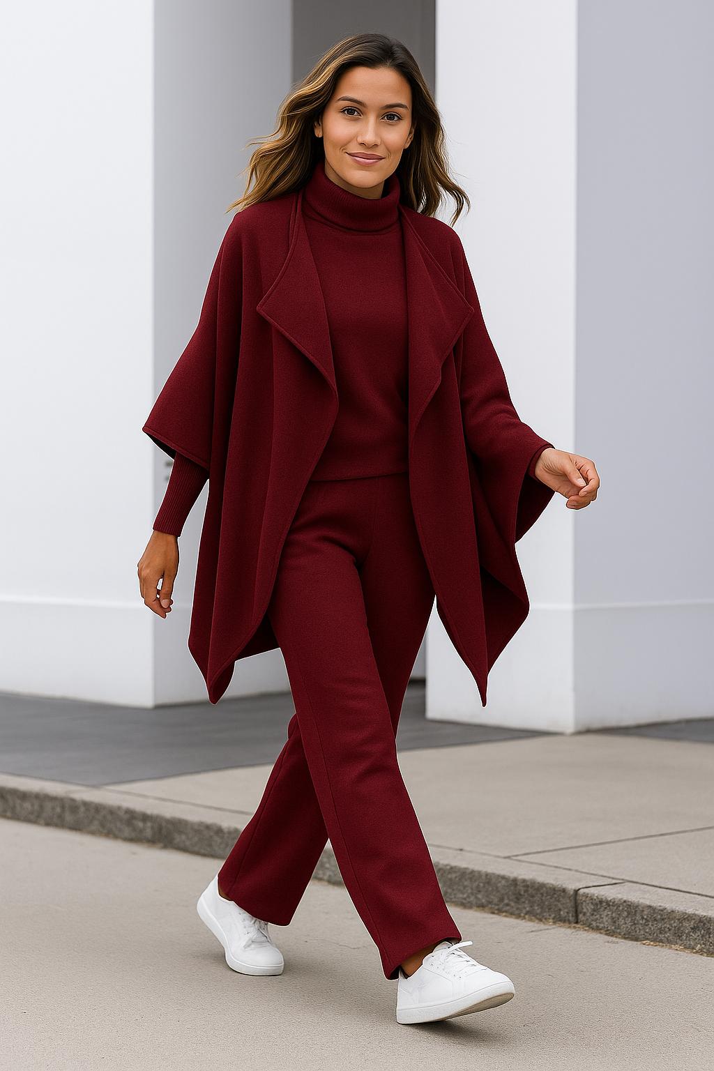 Krohn-e | Strick-Set mit Strickjacke, Oberteil und Hose