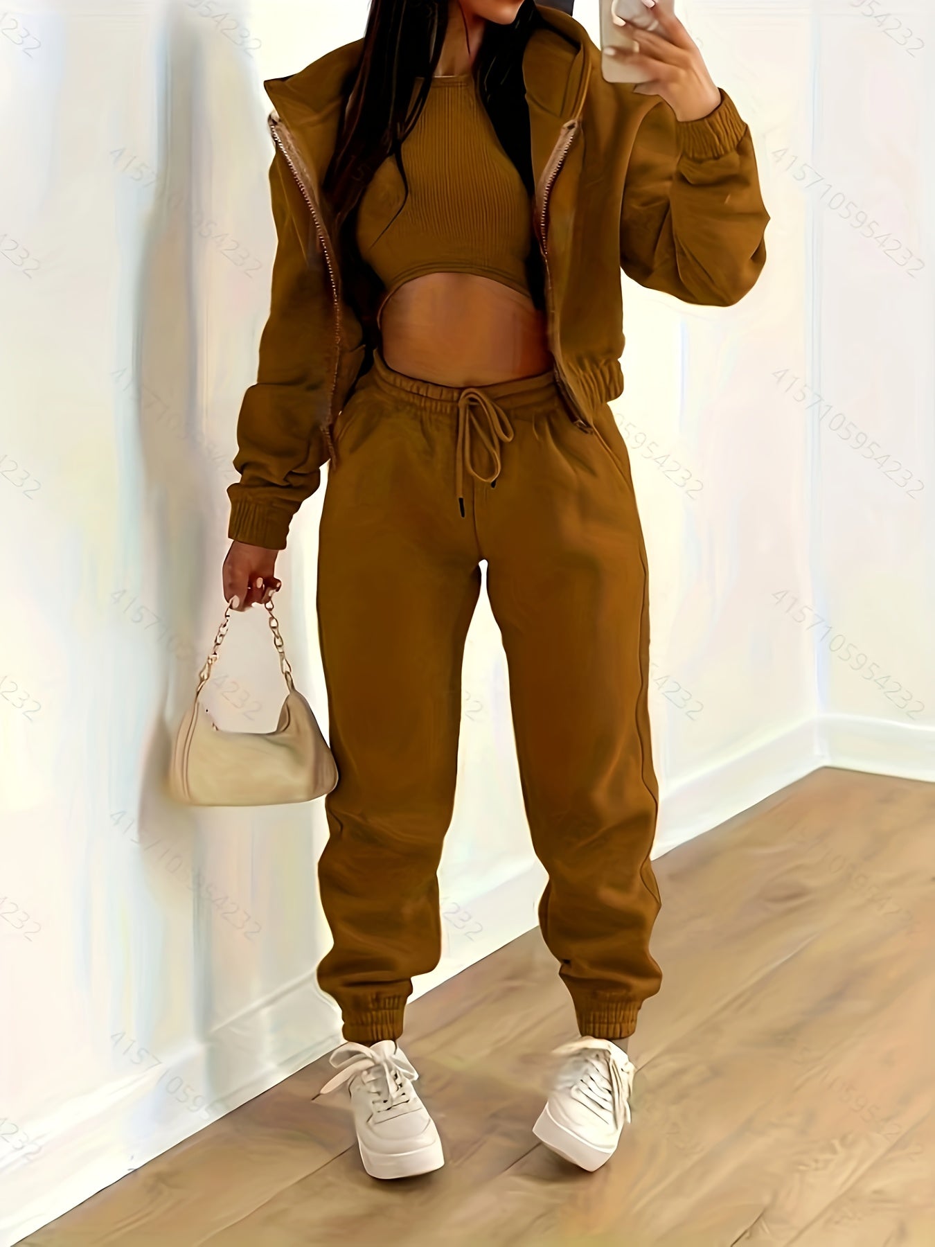 Krohn-e | Kapuzenjacke & Tanktop & Jogginghose Drei Teilige Satz Outfits