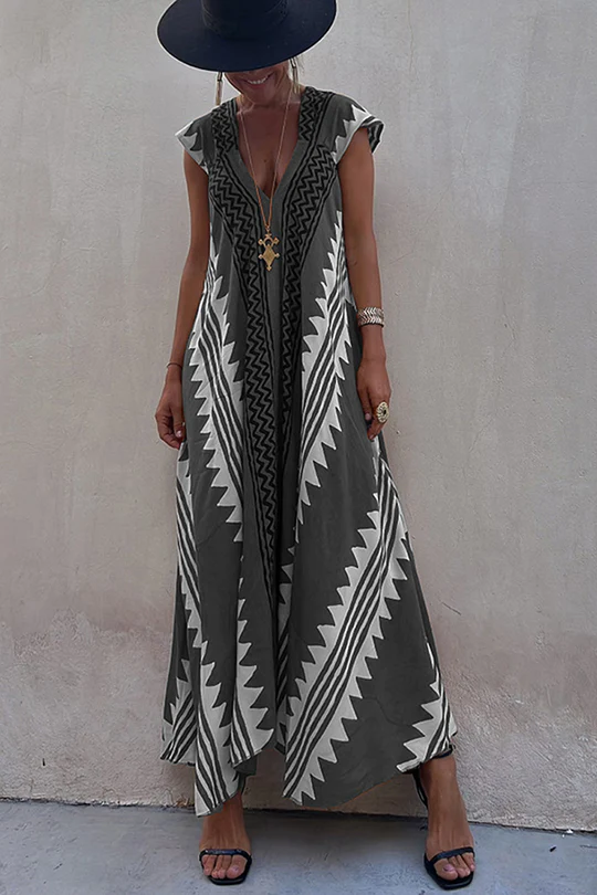 Julia: Maxidress with Ethno-Pattern (Available in 7 Colors)