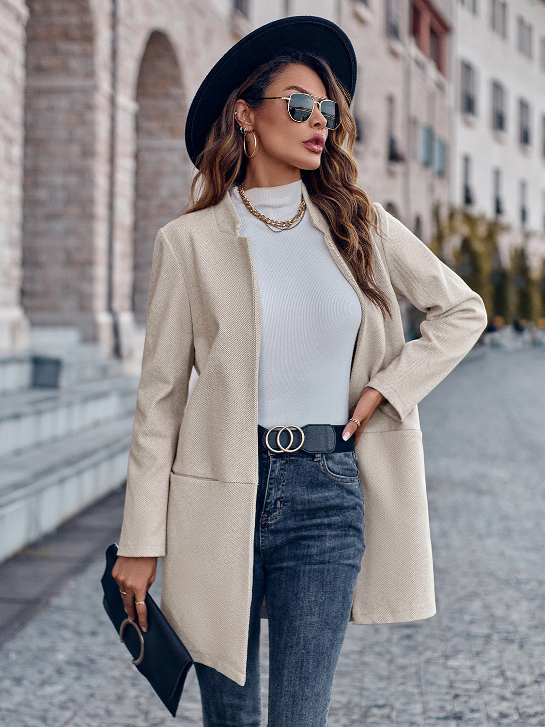 Krohn-e | Offene Vorderseite Langarm Blazer