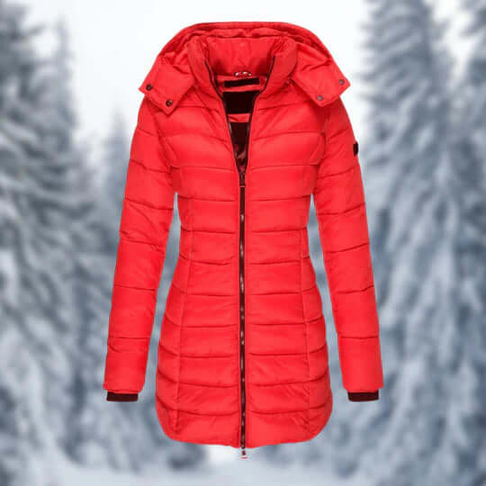 Krohn-e | Damen Mittellanger Wintermantel mit Abnehmbarem Kapuze
