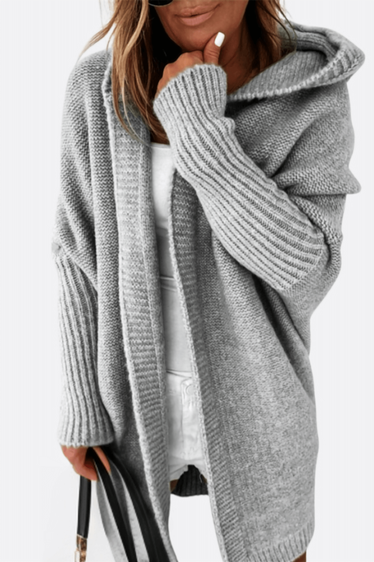 Krohn-e | Damen Strickkapuzenmantel