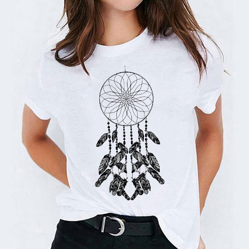 Süßes Cartoon-Shirt mit kurzen Ärmeln von Fudus