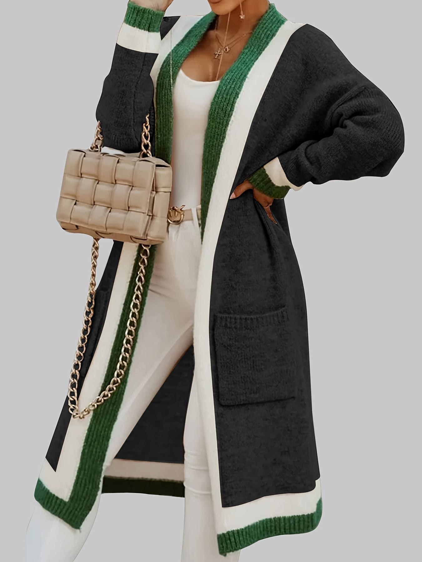 Krohn-e | Lange Strickcardigan Vintage Inspiration mit Herbstlichen Akzenten