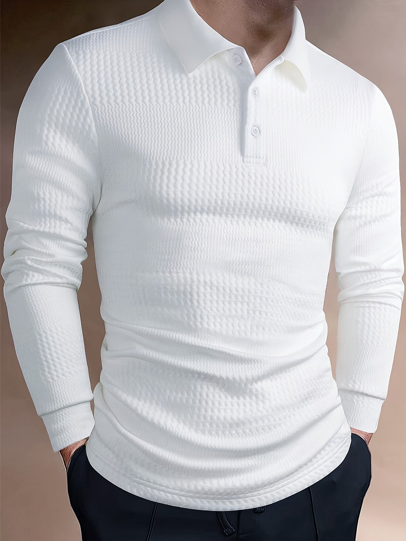 Krohn-e | Elegante Langärmelige Polo Texturiertes Design Stilvoll und Komfortabel