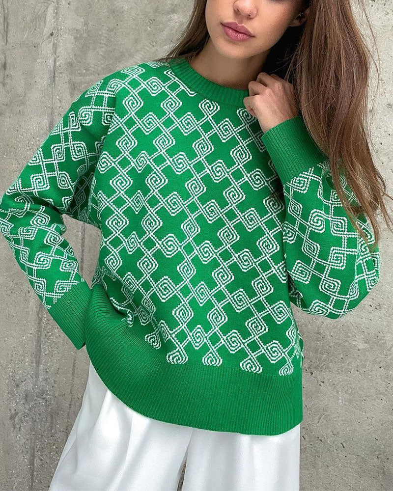 Krohn-e | Muster Strickpullover Weich und Trendy Statement-look