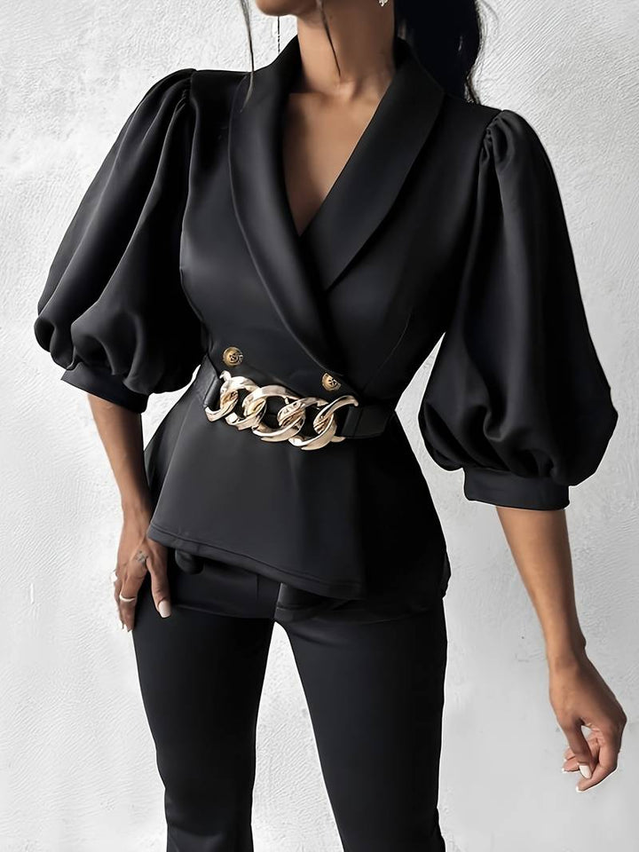 Sakko mit Doppelknöpfen und schmal geschnittener Schlaghose