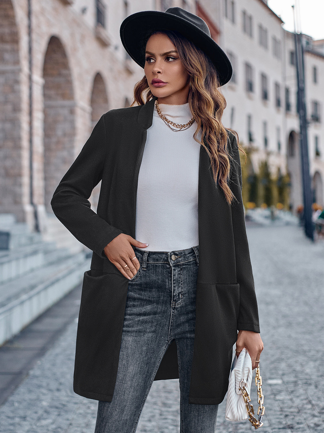 Krohn-e | Offene Vorderseite Langarm Blazer