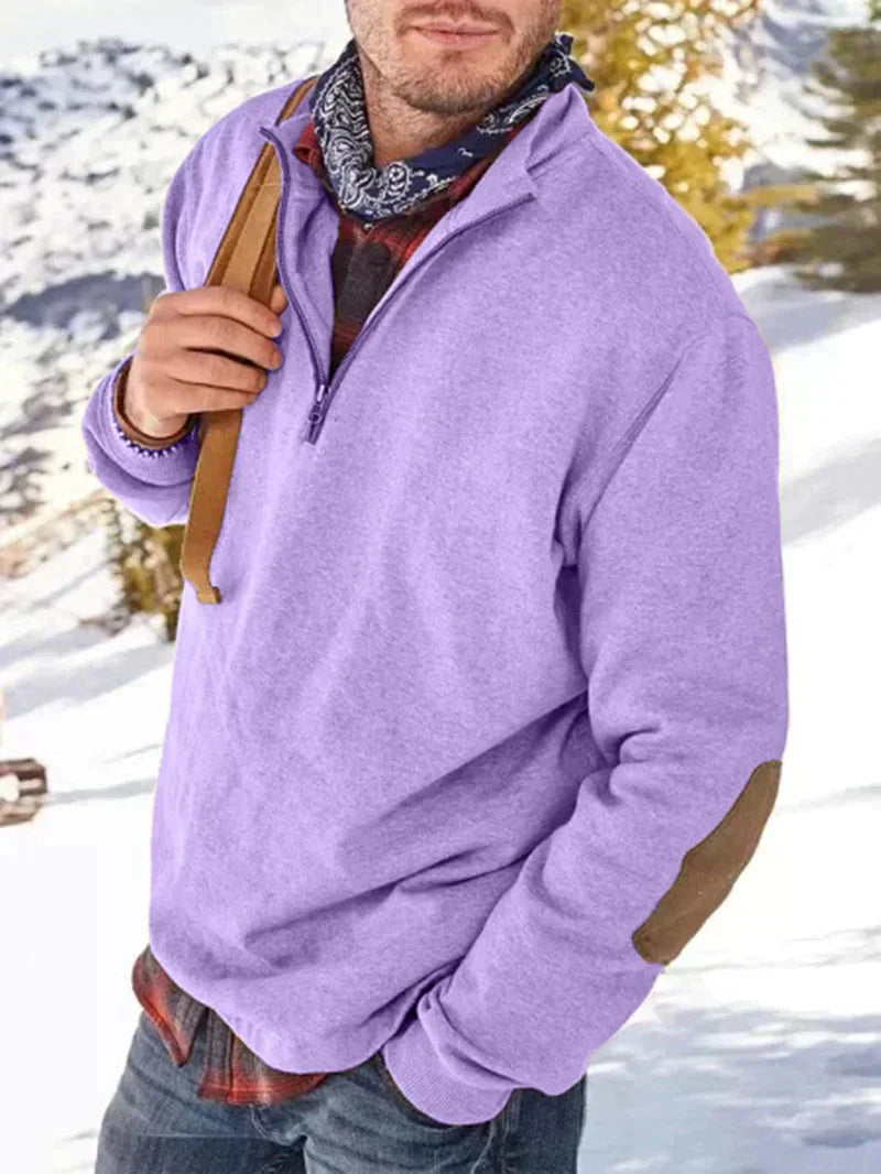 Herrenpullover mit kurzem Reißverschluss in lässiger Optik