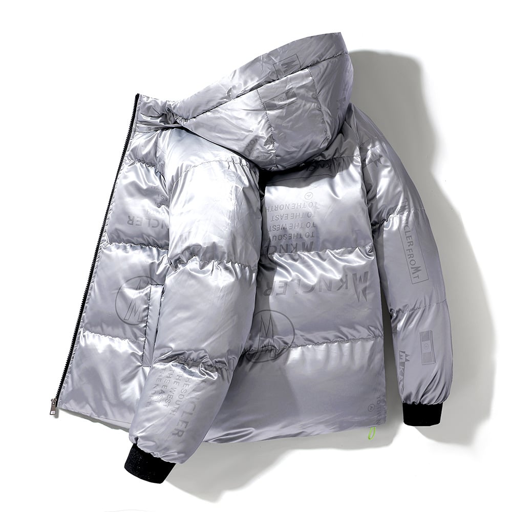Krohn-e | Gesteppt Herrenjacke mit Kapuze und Vinyleffekt