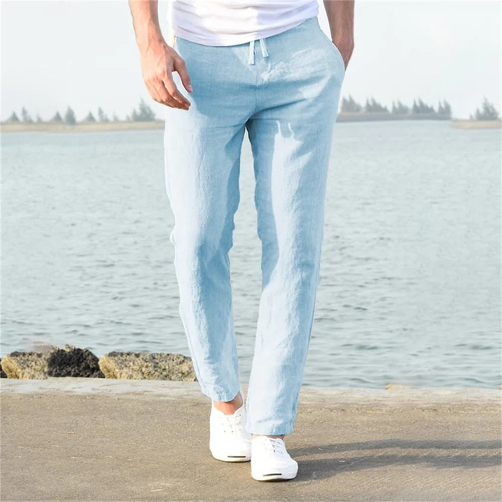 Bequeme, legere Herren-Leinenhose im Casual-Stil