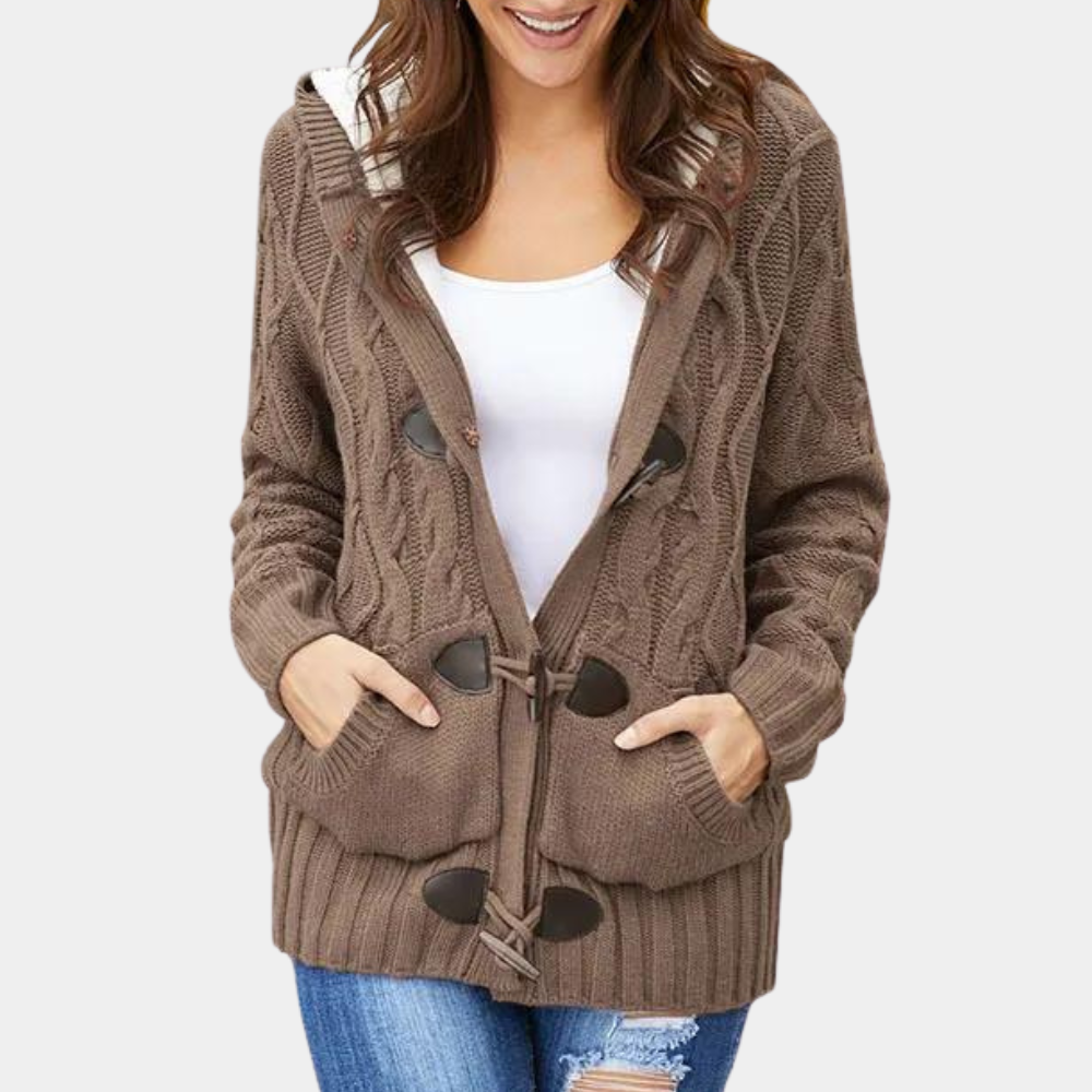 Komfortable Kapuzenstrickjacke für Damen von Fudus