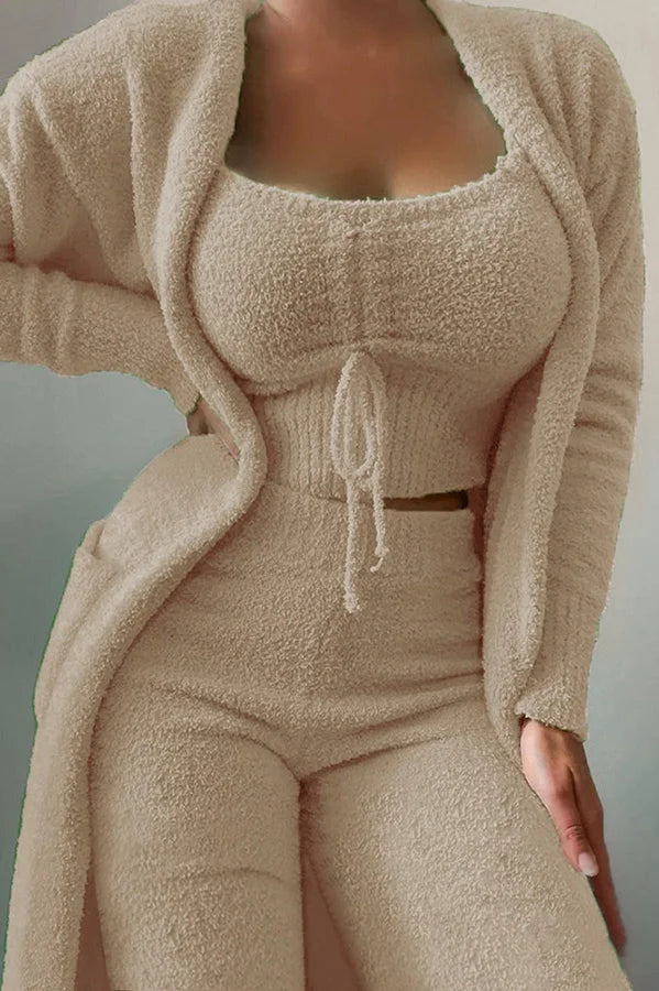 Damen-Pyjama aus Fleece in 3 Teilen, bequem und von Frauke