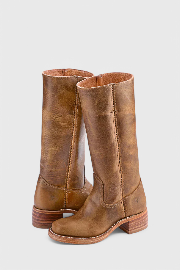 KROHN-E Damen Stiefel Klassisch Ganzjährig Zeitlos Braun