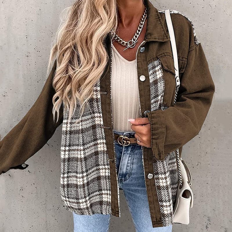 Krohn-e | Shirtjacke - Oversize Passform - Karierte und Einfarbige - Lange Ärmel - Knöpfe