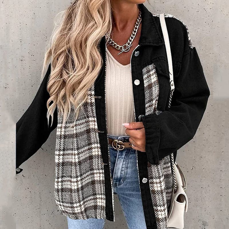 Krohn-e | Shirtjacke - Oversize Passform - Karierte und Einfarbige - Lange Ärmel - Knöpfe