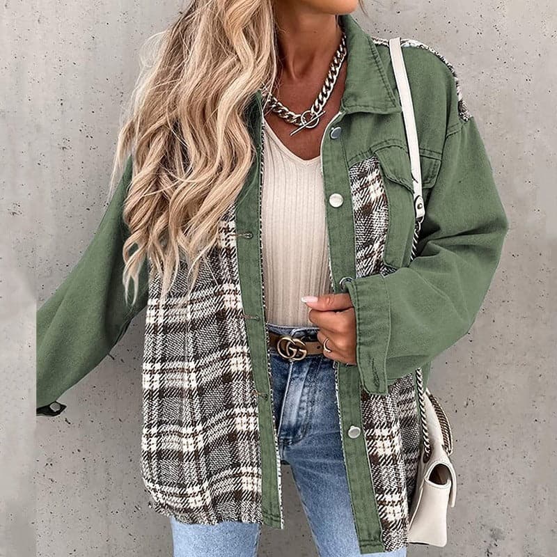 Krohn-e | Shirtjacke - Oversize Passform - Karierte und Einfarbige - Lange Ärmel - Knöpfe