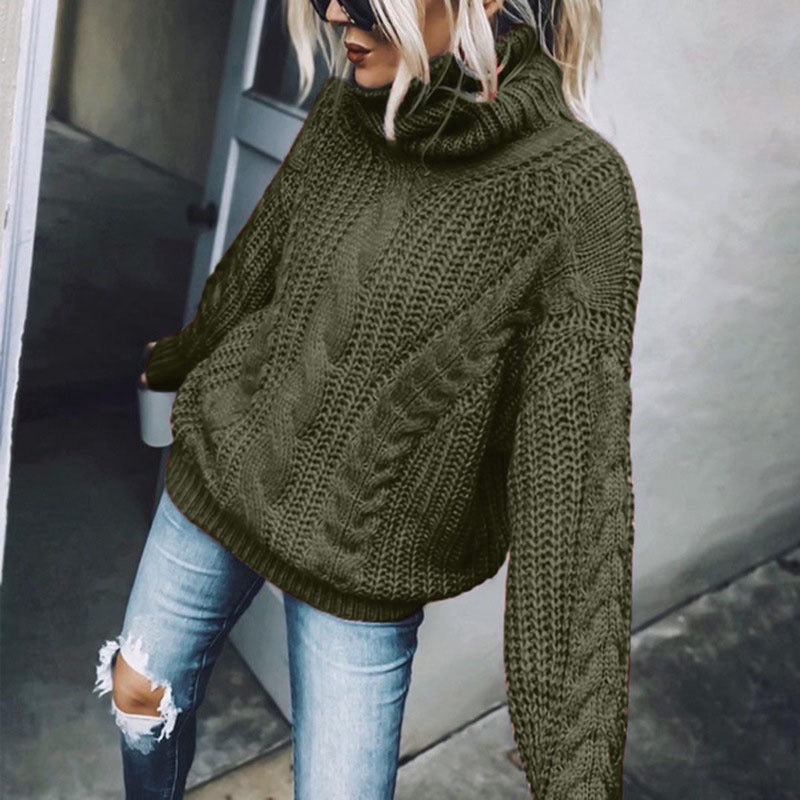 Krohn-e | Chunky Strickpullover mit Rollkragen Weich und Warm Kabelstrick
