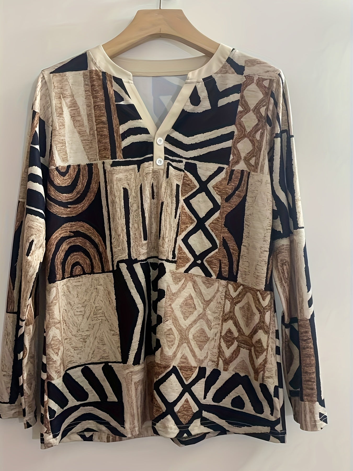 Damen-T-Shirt Ysabeau - Khaki mit Grafikdruck