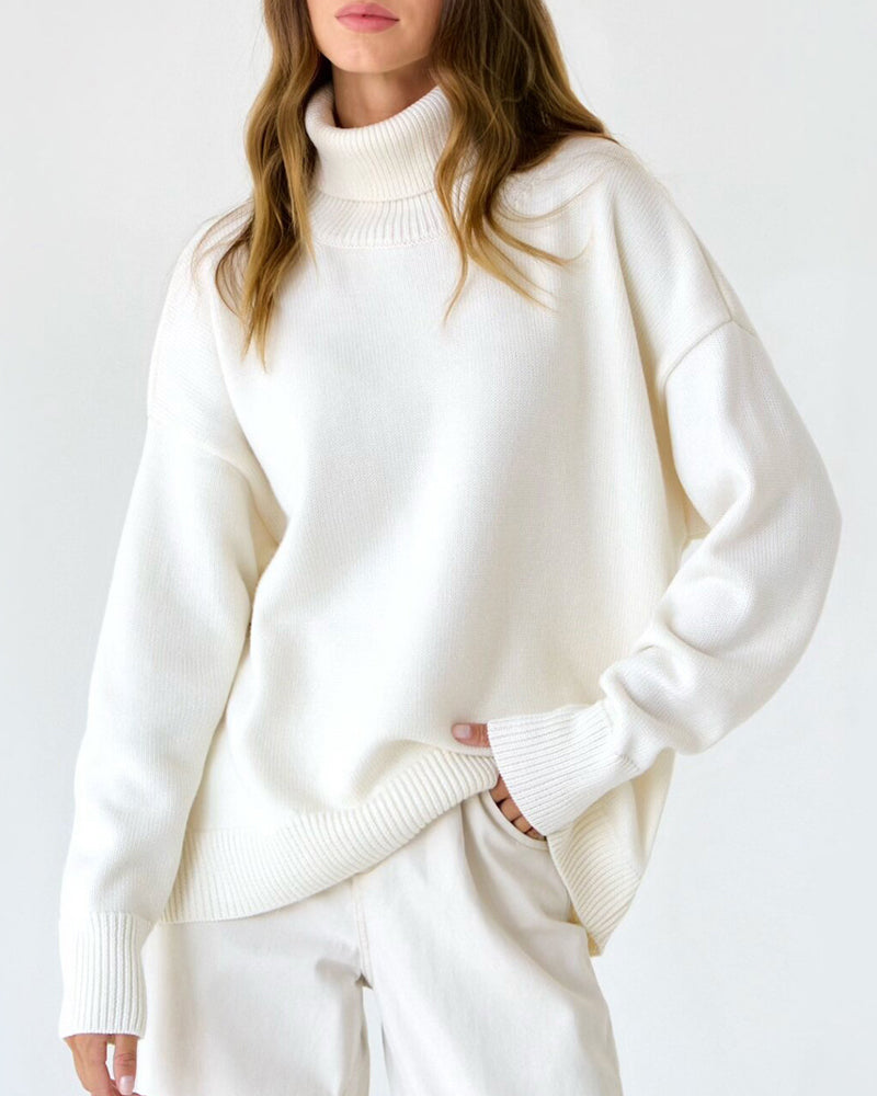 Krohn-e | Eleganter Oversized Damen Rollkragenpullover Aus Baumwolle