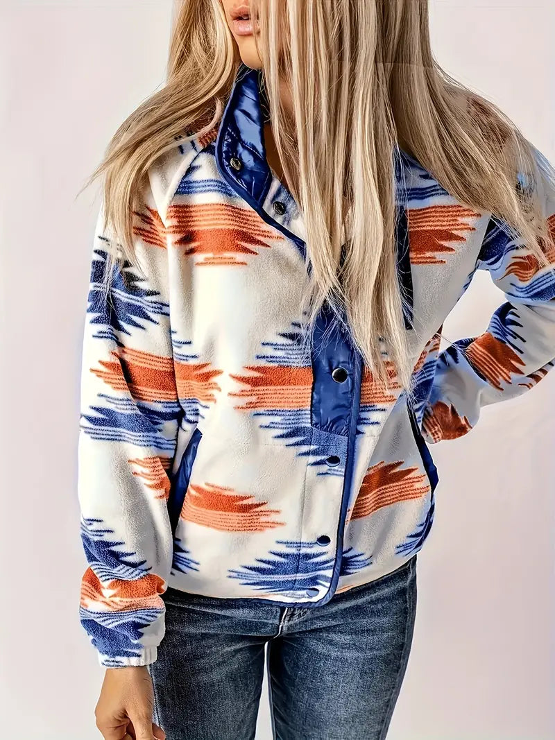 Krohn-e | Aztekmuster Jacke mit Knopfverschluss
