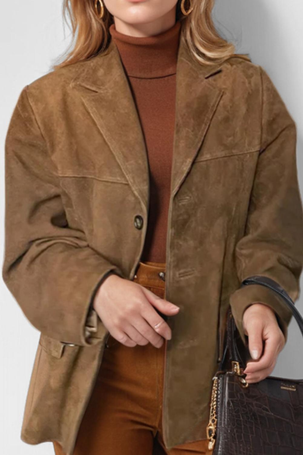 Krohn-e | Vintage Kaffeejacke mit Kapuzen Taschen und Knöpfen