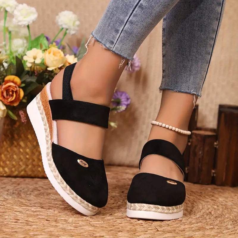 KROHN-E Damen Plateau Sandalen Verstellbare Riemen Komfort