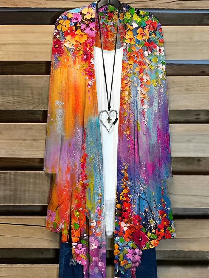 Kates lässige Damen-Strickjacke im Ölgemäldestil