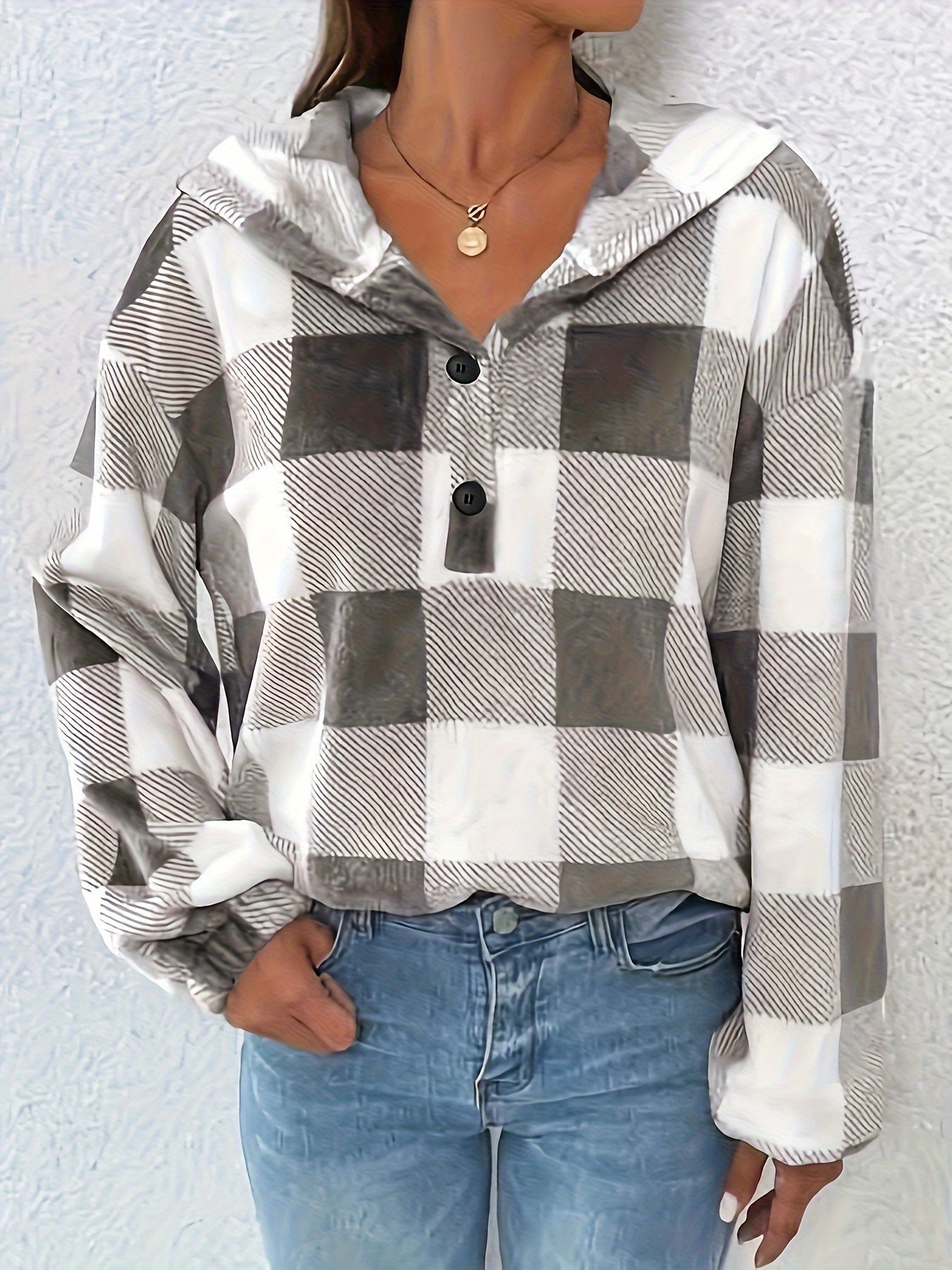 Krohn-e | Flannel Karierter Hoodie Baumwolle und Polyester Trendig und Komfortabel