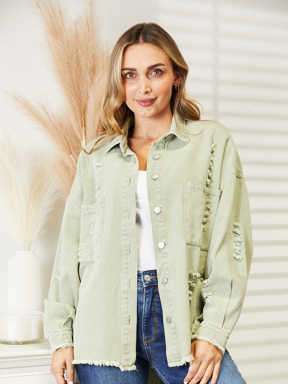Krohn-e | Zerrissene Rohsaum-Denimjacke
