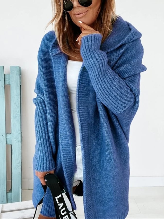 Damenmantel mit Kapuze von Oliv, Pullover-Style
