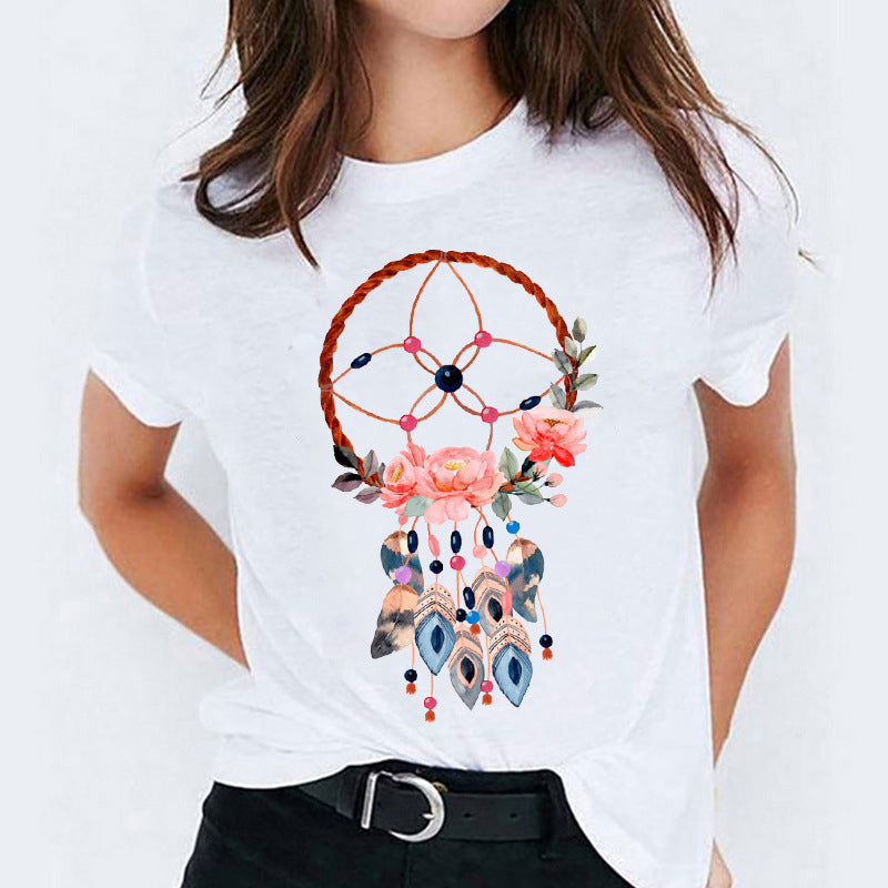 Süßes Cartoon-Shirt mit kurzen Ärmeln von Fudus