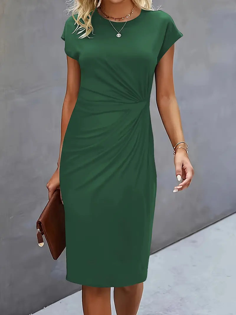 Nina | Damen Bodycon Kleid Kurzarm mit Twist-Detail