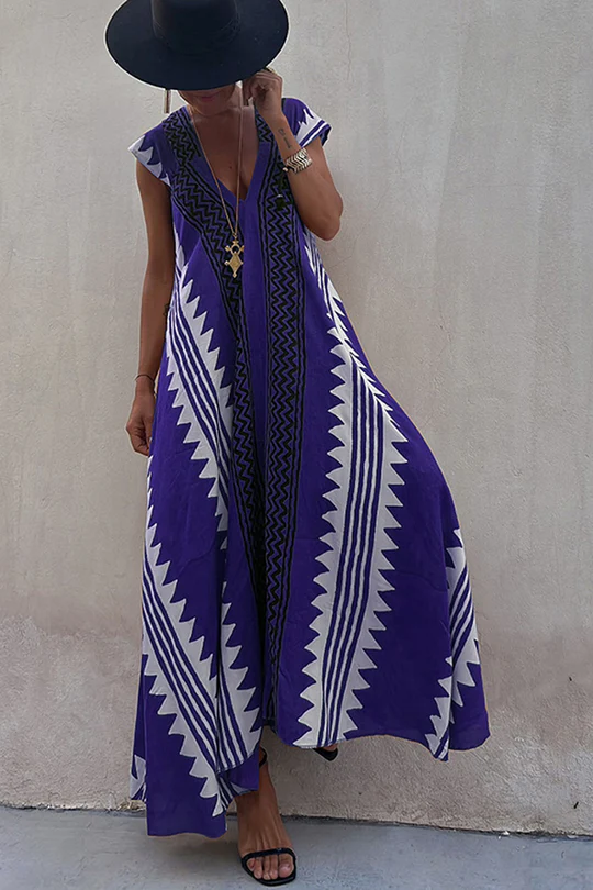 Julia: Maxidress with Ethno-Pattern (Available in 7 Colors)