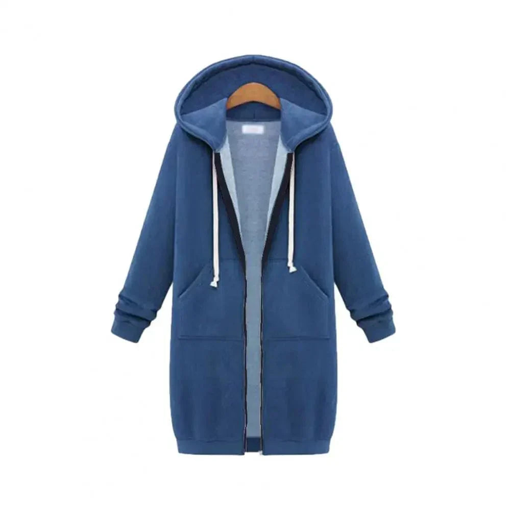 Einfarbiger Damen-Hoodie mit langen Ärmeln von Fudus