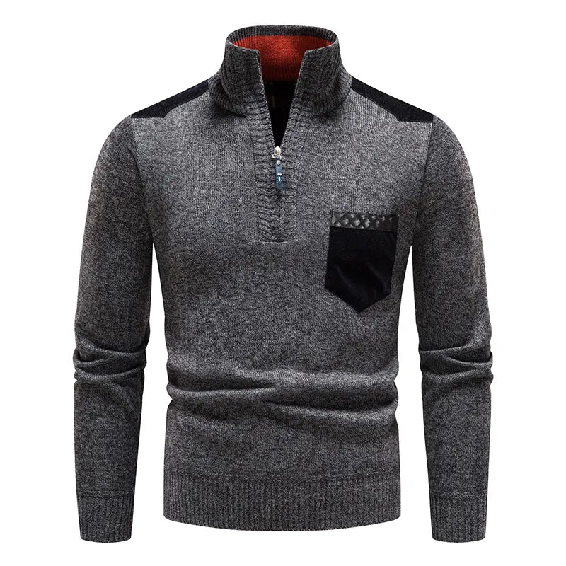 Herrenpullover mit Rollkragen und Reißverschluss