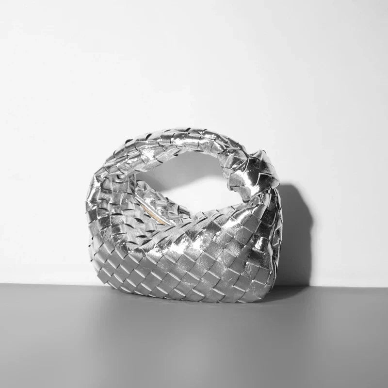 Krohn-e | Luxuriöse Geflochtene Handtasche in Metallic