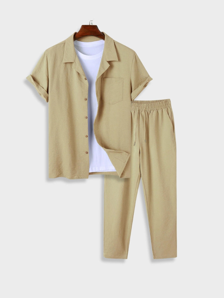 Herren-Set: Hemd mit Knöpfen & Hose mit Gummizug
