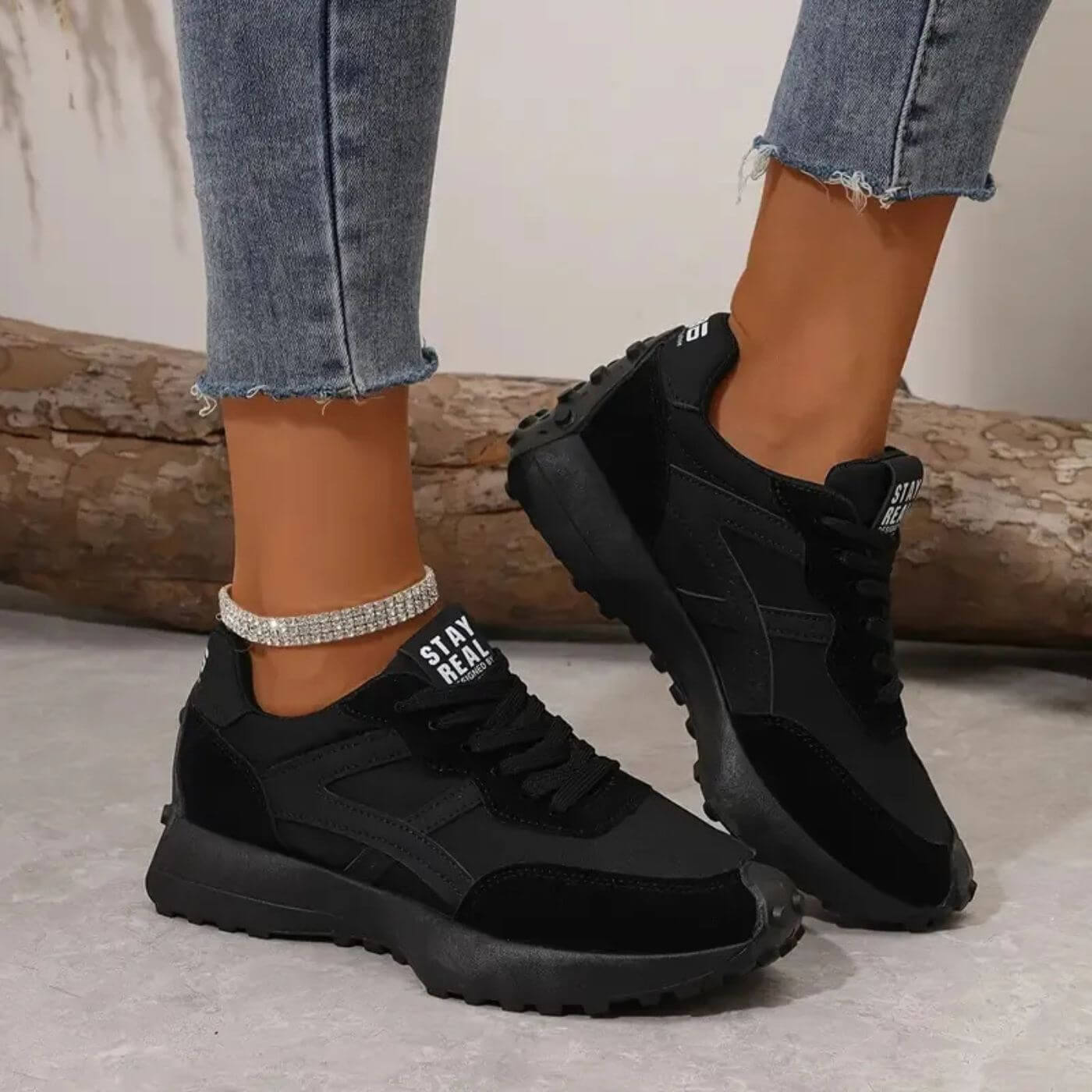 Curlie | Damen Retro Sneaker Schnürschuh Plateau Freizeitschuh