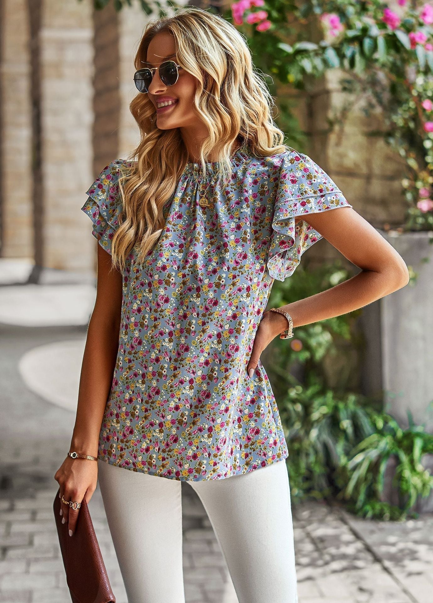 Blouse mit Blumenmuster und Volants